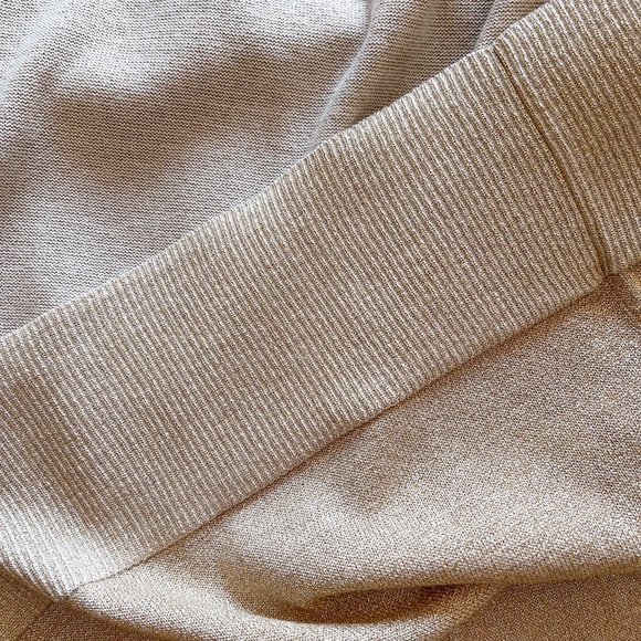 $160 Armani Exchange Gold Metallic Maxi Knit Open Cardigan Duster Merino Blend M - Picture 14 of 14